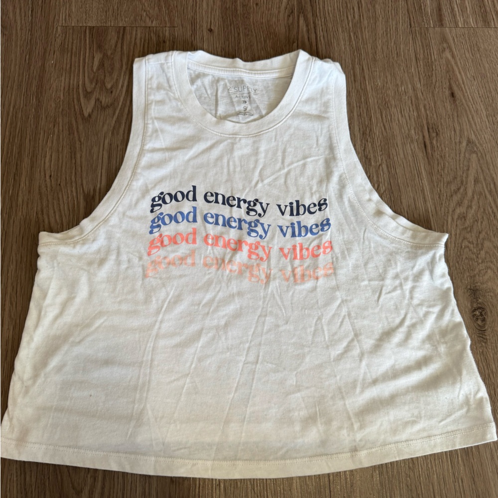 White Tank Top with Colorful Text